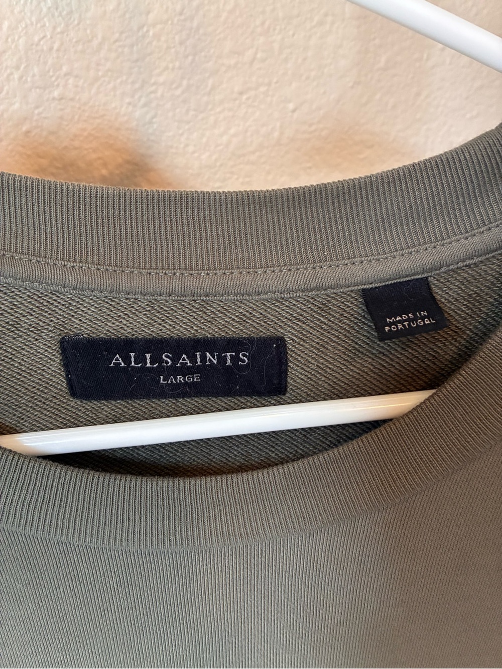 AllSaints Olive Green Crewneck Sweatshirt with Circular Logo - Picture 3 of 3